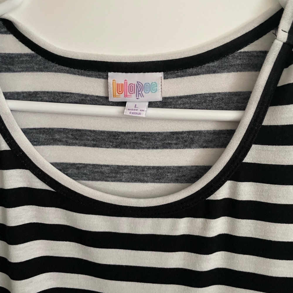 LuLaRoe Black and White Striped High Low Dress